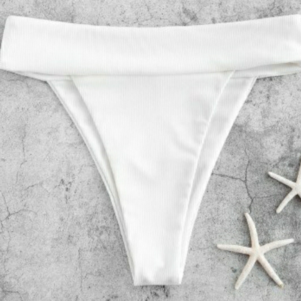 ZAFUL High Cut Wide Waistband Ribbed Bikini Bottom